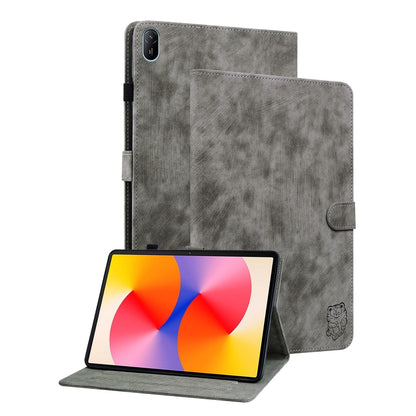 For Huawei MatePad SE 11 2024 Tiger Pattern Flip Leather Tablet Case(Grey) by bashfashion