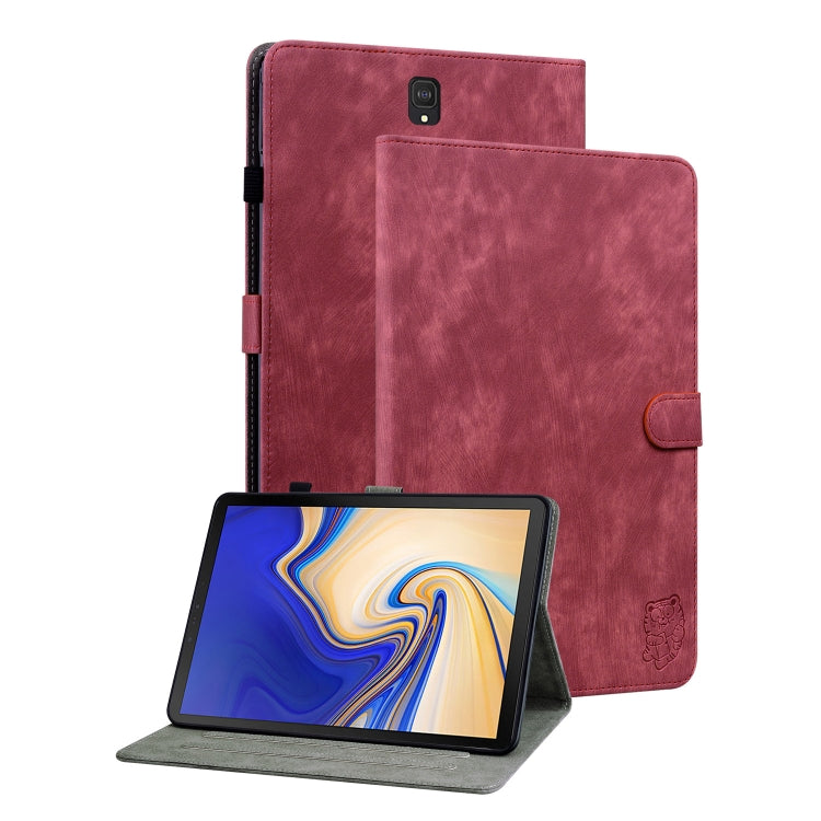 For Samsung Galaxy Tab S4 10.5 SM-T830 Tiger Pattern Flip Leather Tablet Case(Red) by bashfashion