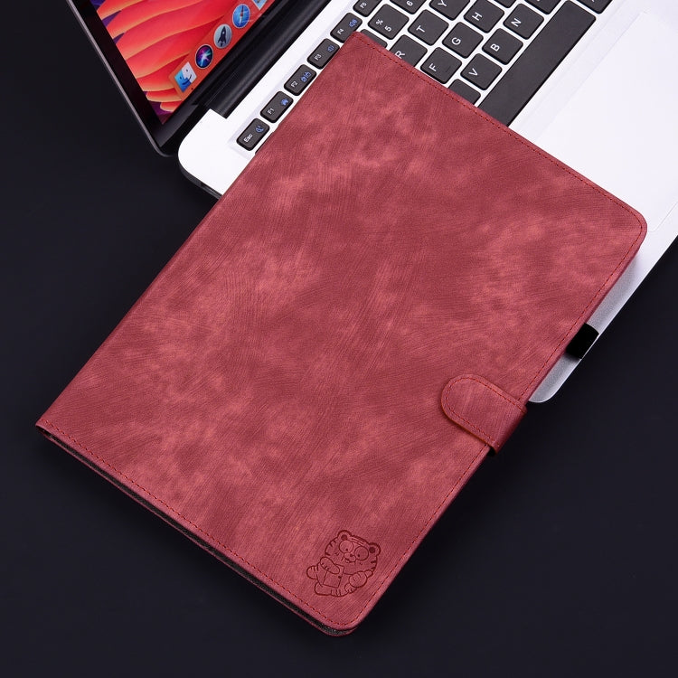 For Samsung Galaxy Tab S4 10.5 SM-T830 Tiger Pattern Flip Leather Tablet Case(Red) by bashfashion