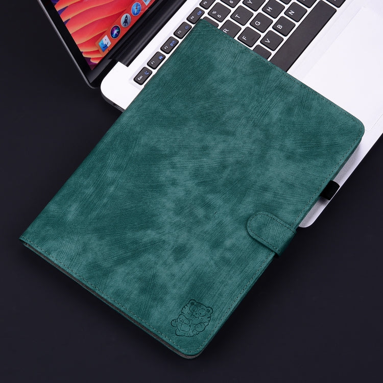 For Samsung Galaxy Tab S4 10.5 SM-T830 Tiger Pattern Flip Leather Tablet Case(Dark Green) by bashfashion