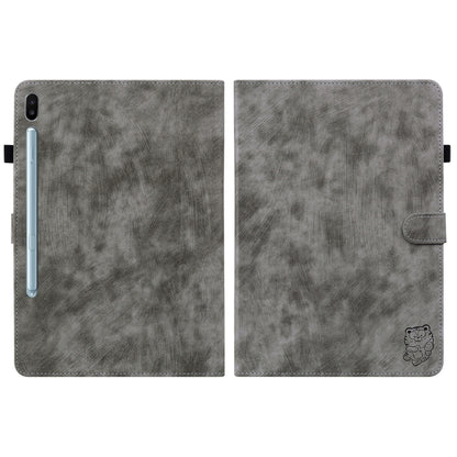 For Samsung Galaxy Tab S6 SM-T860/T865 Tiger Pattern Flip Leather Tablet Case, without Pen(Grey) by bashfashion