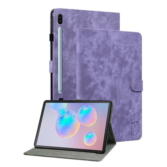 For Samsung Galaxy Tab S6 SM-T860/T865 Tiger Pattern Flip Leather Tablet Case, without Pen(Purple) by bashfashion