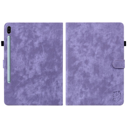 For Samsung Galaxy Tab S6 SM-T860/T865 Tiger Pattern Flip Leather Tablet Case, without Pen(Purple) by bashfashion