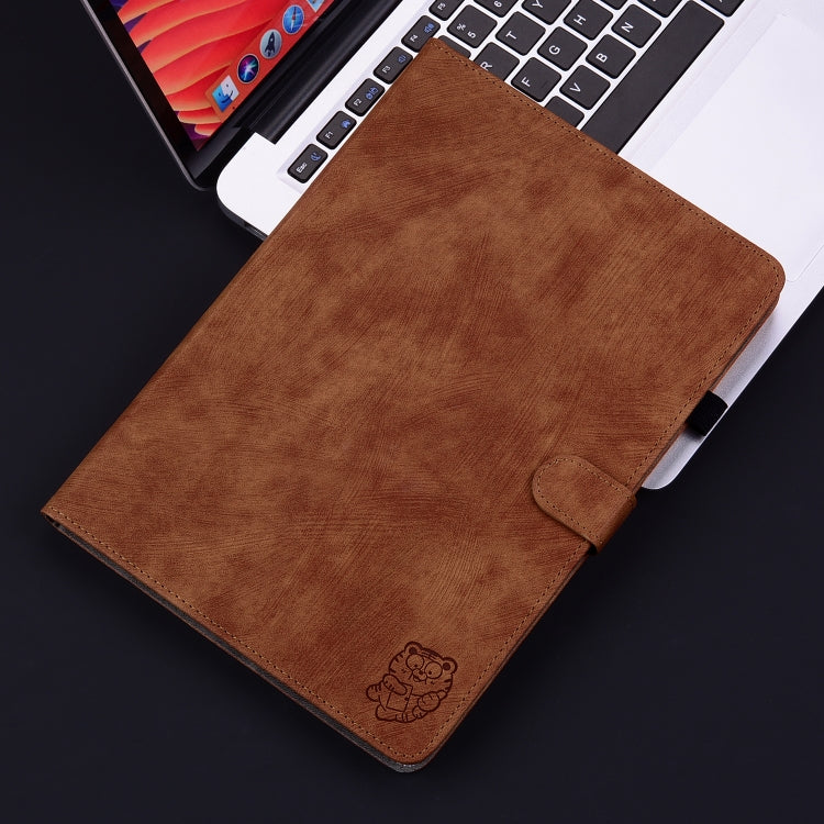 For Samsung Galaxy Tab S6 SM-T860/T865 Tiger Pattern Flip Leather Tablet Case, without Pen(Brown) by bashfashion