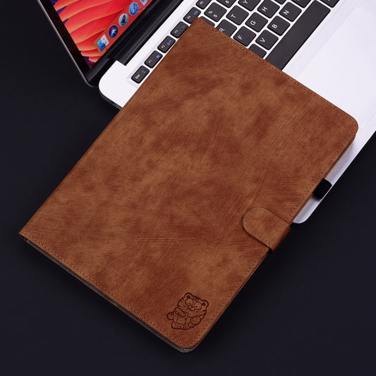 For Samsung Galaxy Tab S6 SM-T860/T865 Tiger Pattern Flip Leather Tablet Case, without Pen(Brown) by bashfashion