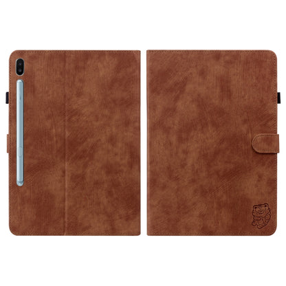 For Samsung Galaxy Tab S6 SM-T860/T865 Tiger Pattern Flip Leather Tablet Case, without Pen(Brown) by bashfashion