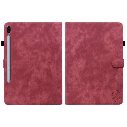 For Samsung Galaxy Tab S6 SM-T860/T865 Tiger Pattern Flip Leather Tablet Case, without Pen(Red) by bashfashion