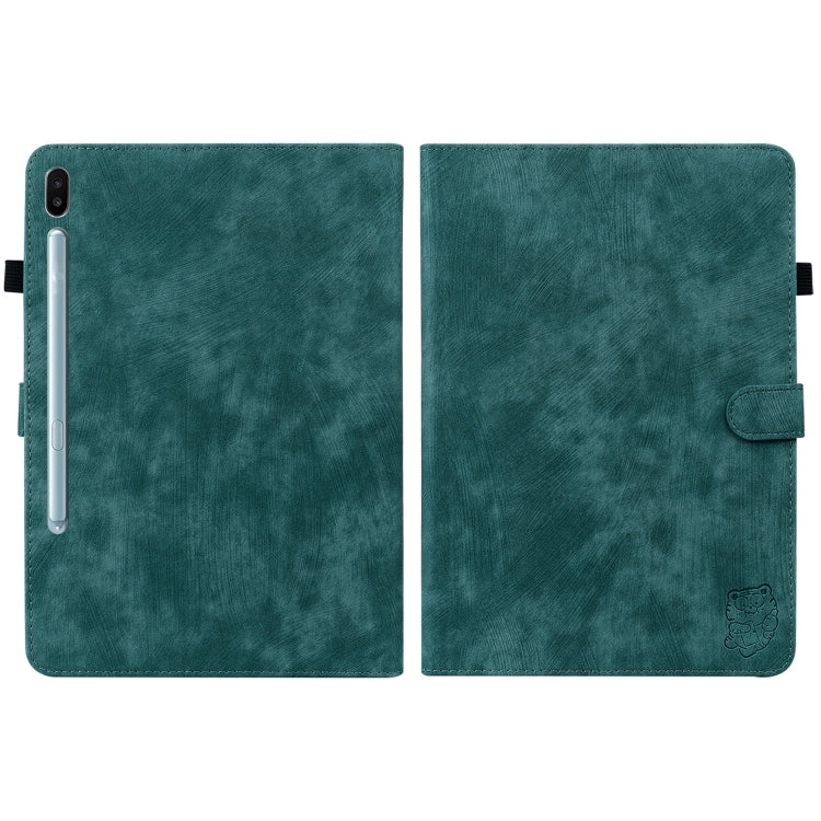 For Samsung Galaxy Tab S6 SM-T860/T865 Tiger Pattern Flip Leather Tablet Case, without Pen(Dark Green) by bashfashion