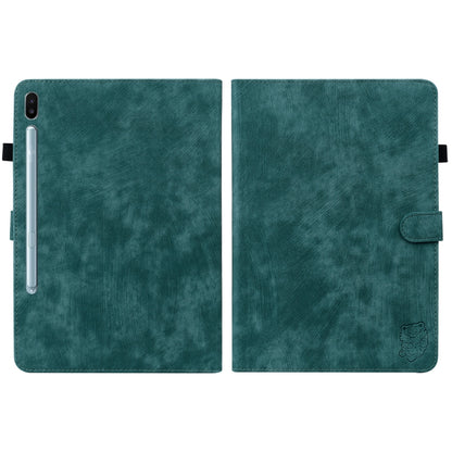 For Samsung Galaxy Tab S6 SM-T860/T865 Tiger Pattern Flip Leather Tablet Case, without Pen(Dark Green) by bashfashion