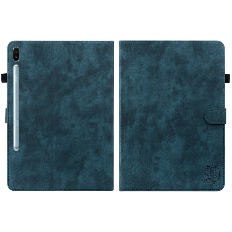 For Samsung Galaxy Tab S6 SM-T860/T865 Tiger Pattern Flip Leather Tablet Case, without Pen(Dark Blue) by bashfashion