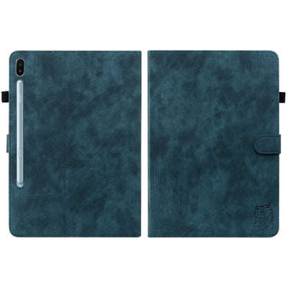 For Samsung Galaxy Tab S6 SM-T860/T865 Tiger Pattern Flip Leather Tablet Case, without Pen(Dark Blue) by bashfashion