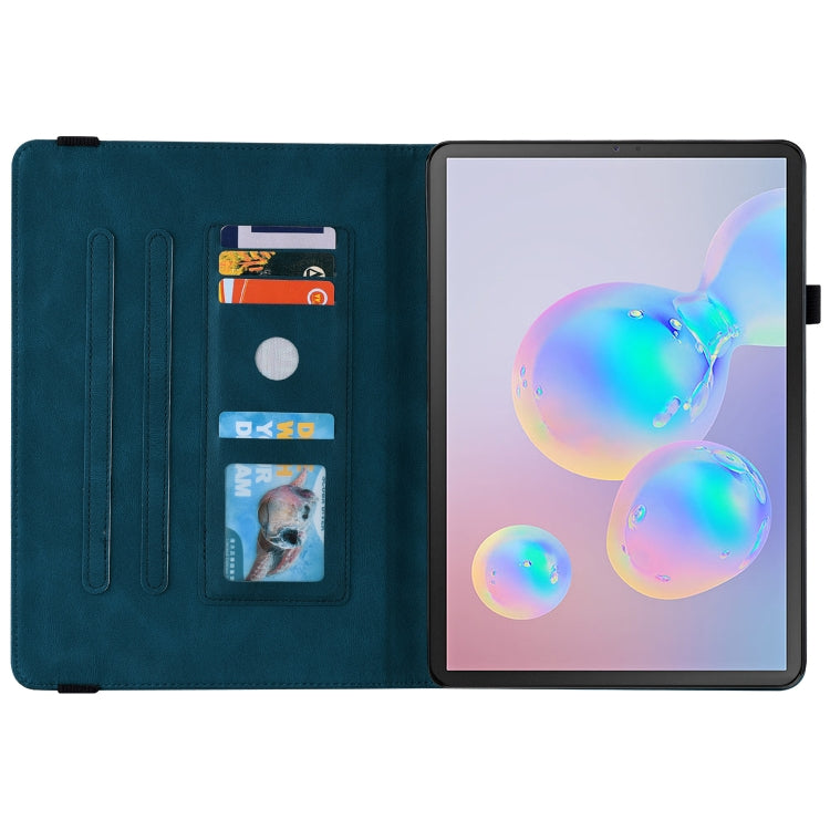 For Samsung Galaxy Tab S6 SM-T860/T865 Butterfly Flower Embossed Leather Tablet Case, without Pen(Blue) by bashfashion