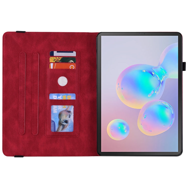 For Samsung Galaxy Tab S6 SM-T860/T865 Butterfly Flower Embossed Leather Tablet Case, without Pen(Red) by bashfashion
