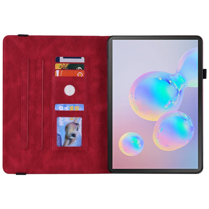 For Samsung Galaxy Tab S6 SM-T860/T865 Butterfly Flower Embossed Leather Tablet Case, without Pen(Red) by bashfashion