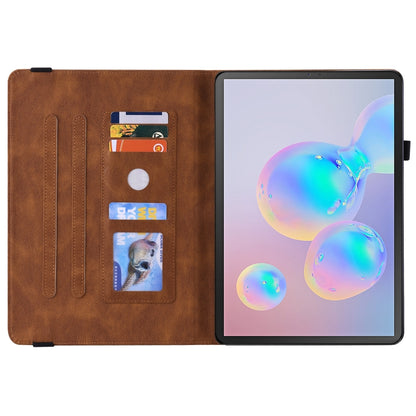 For Samsung Galaxy Tab S6 SM-T860/T865 Butterfly Flower Embossed Leather Tablet Case, without Pen(Brown) by bashfashion