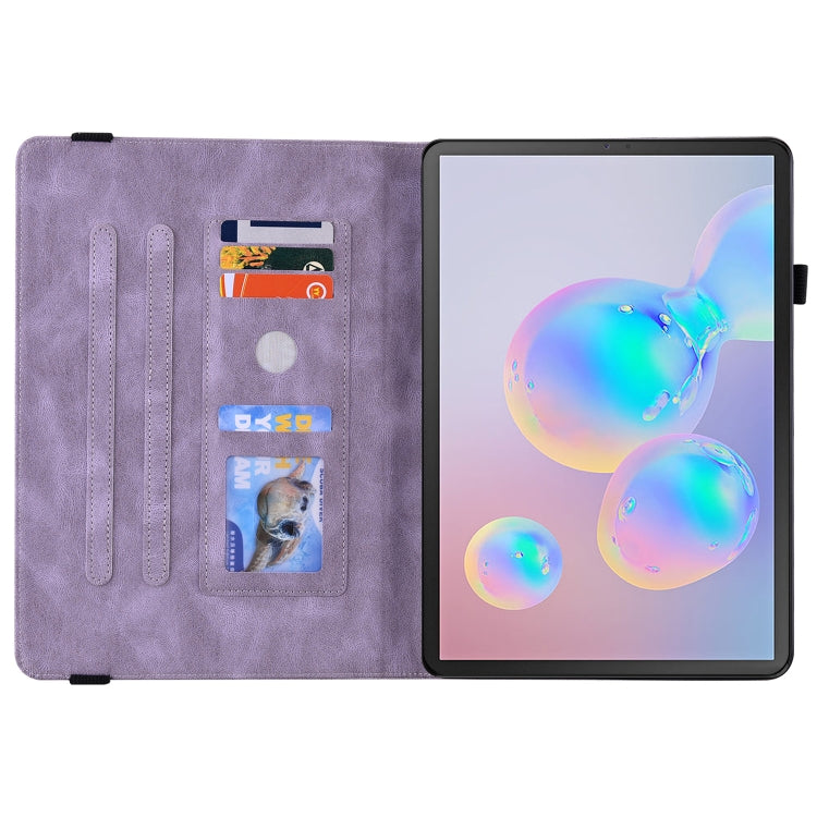For Samsung Galaxy Tab S6 SM-T860/T865 Butterfly Flower Embossed Leather Tablet Case, without Pen(Purple) by bashfashion