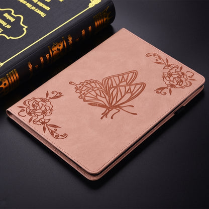 For Samsung Galaxy Tab S6 SM-T860/T865 Butterfly Flower Embossed Leather Tablet Case, without Pen(Rose Gold) by bashfashion