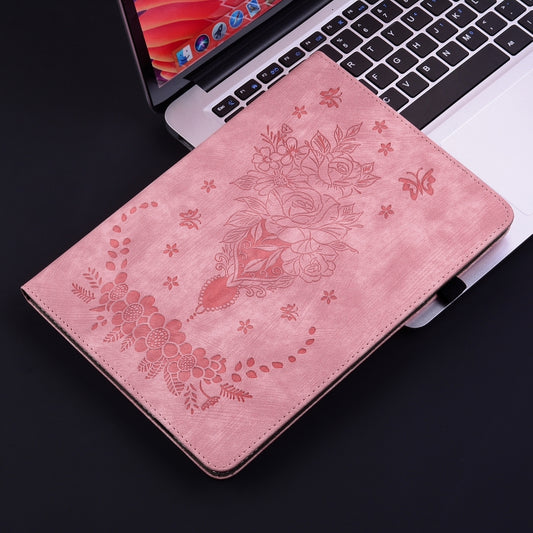 For Huawei MatePad SE 11 2024 Butterfly Rose Embossed Leather Tablet Case(Pink) by bashfashion