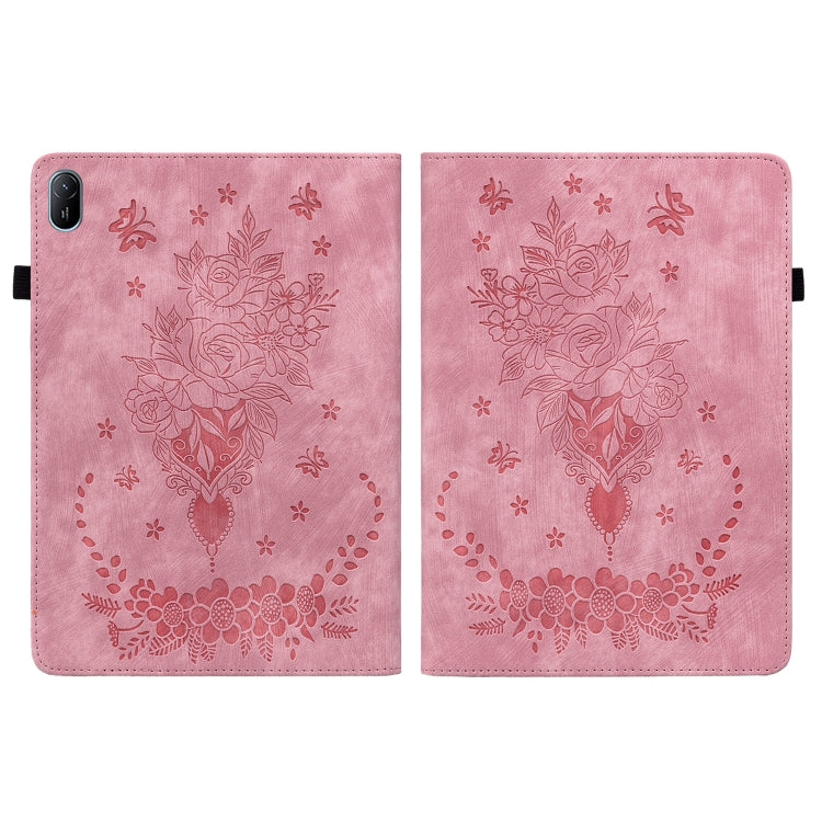 For Huawei MatePad SE 11 2024 Butterfly Rose Embossed Leather Tablet Case(Pink) by bashfashion