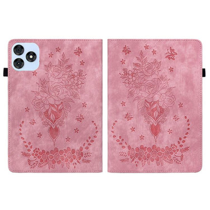 For itel VistaTab 30 Butterfly Rose Embossed Leather Tablet Case(Pink) by bashfashion