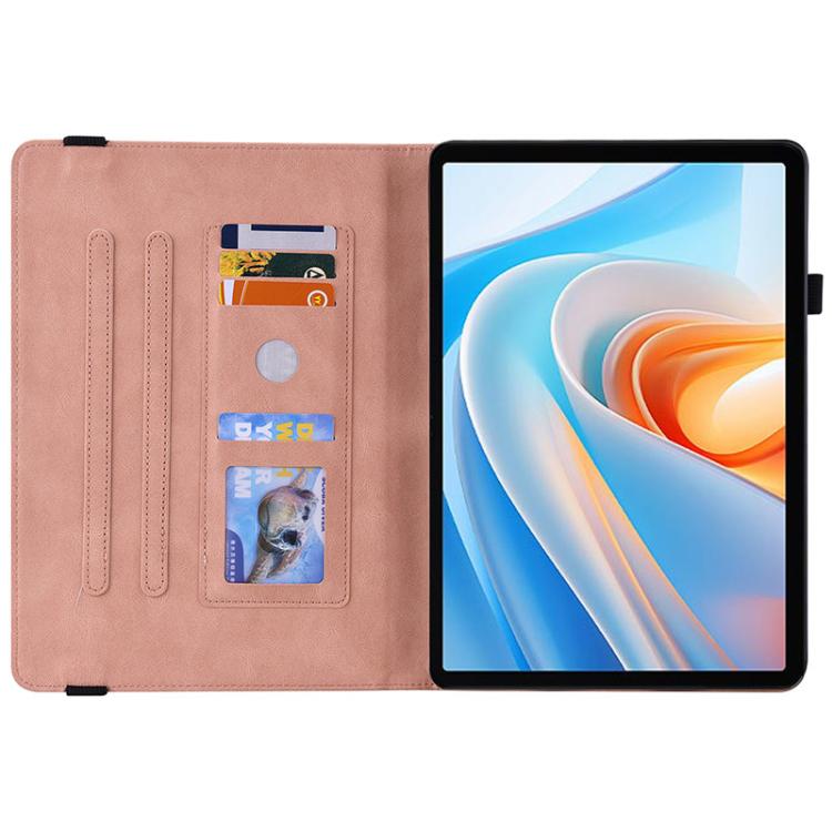 For itel VistaTab 30 Butterfly Rose Embossed Leather Tablet Case(Pink) by bashfashion