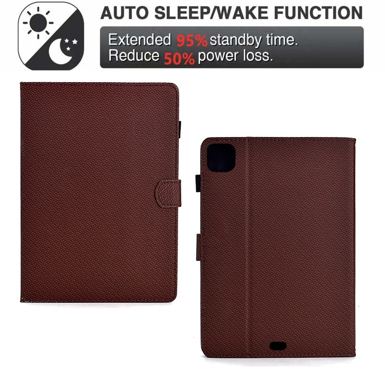 For iPad Pro 11 2025 / 2024 Solid Color Fiber Texture Smart Tablet Leather Case(Brown) by bashfashion