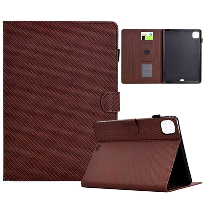 For iPad Air 11 2025 / 2024 Solid Color Fiber Texture Smart Tablet Leather Case(Brown) by bashfashion