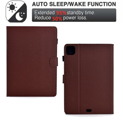 For iPad Air 11 2025 / 2024 Solid Color Fiber Texture Smart Tablet Leather Case(Brown) by bashfashion