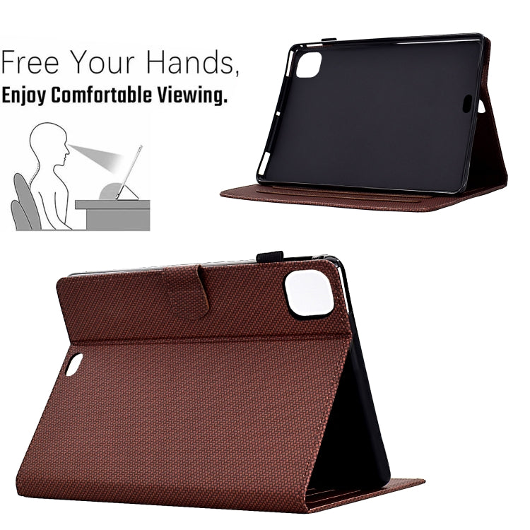 For iPad Air 11 2025 / 2024 Solid Color Fiber Texture Smart Tablet Leather Case(Brown) by bashfashion