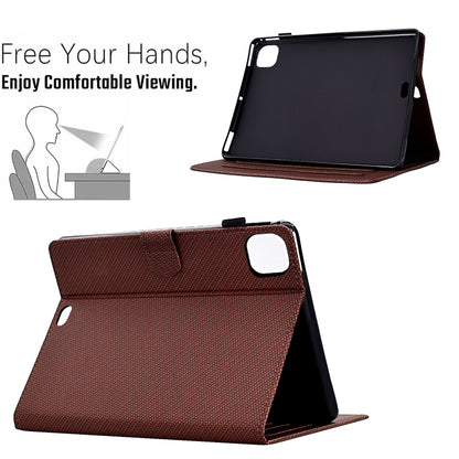 For iPad Air 11 2025 / 2024 Solid Color Fiber Texture Smart Tablet Leather Case(Brown) by bashfashion