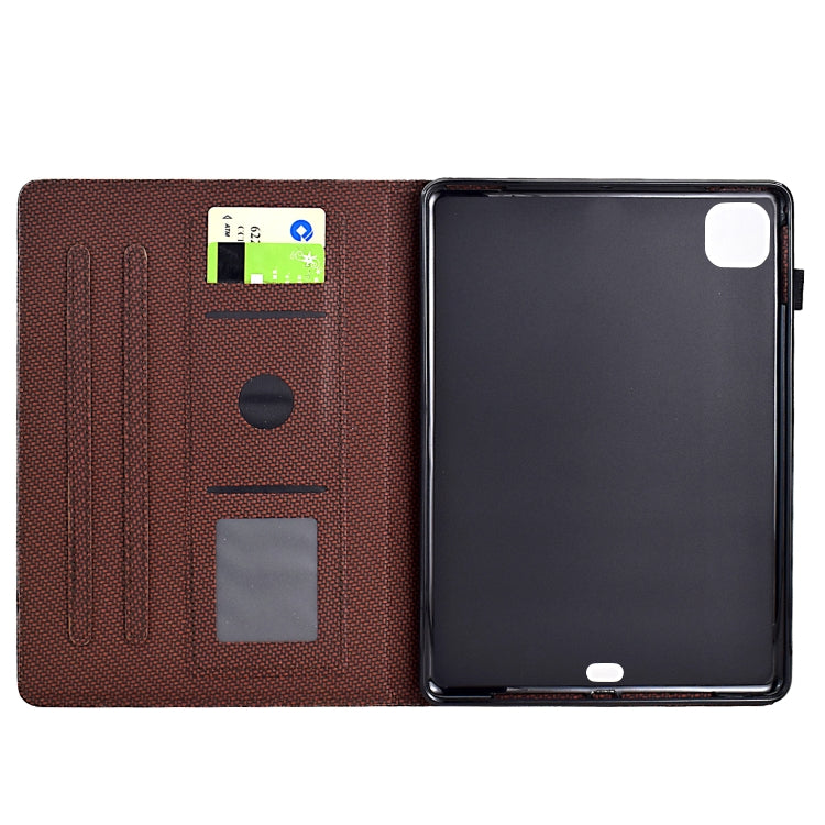 For iPad Air 11 2025 / 2024 Solid Color Fiber Texture Smart Tablet Leather Case(Brown) by bashfashion