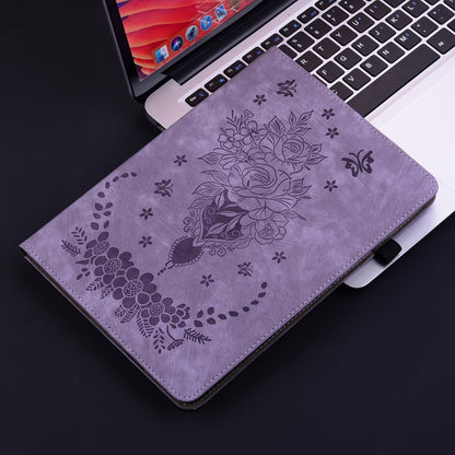 For Samsung Galaxy Tab S6 SM-T860/T865 Butterfly Rose Embossed Leather Tablet Case, without Pen(Purple) by bashfashion