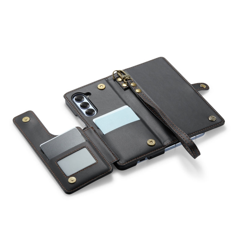 For Samsung Galaxy Z Fold6 5G CaseMe C22 PC+TPU Business Style RFID Anti-theft Lanyard Leather Phone Case with Pen Slot(Black) by CaseMe