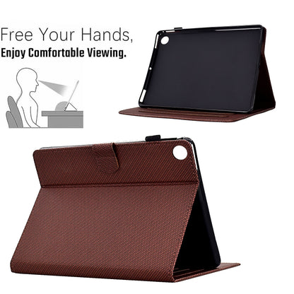 For Samsung Galaxy Tab A8 10.5 2021 Solid Color Fiber Texture Smart Tablet Leather Case(Brown) by bashfashion