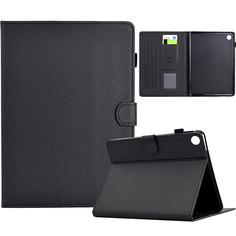 For Samsung Galaxy Tab A8 10.5 2021 Solid Color Fiber Texture Smart Tablet Leather Case(Black) by bashfashion