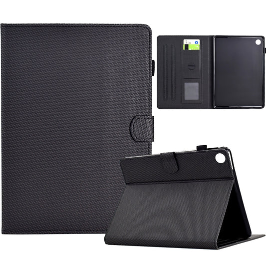 For Samsung Galaxy Tab A8 10.5 2021 Solid Color Fiber Texture Smart Tablet Leather Case(Black) by bashfashion