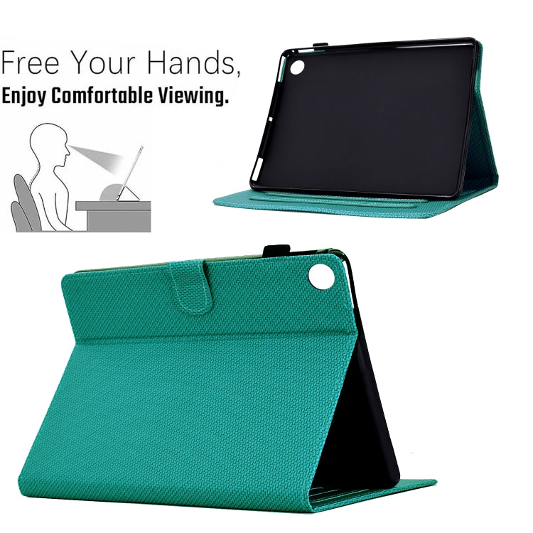 For Samsung Galaxy Tab A8 10.5 2021 Solid Color Fiber Texture Smart Tablet Leather Case(Lake Green) by bashfashion