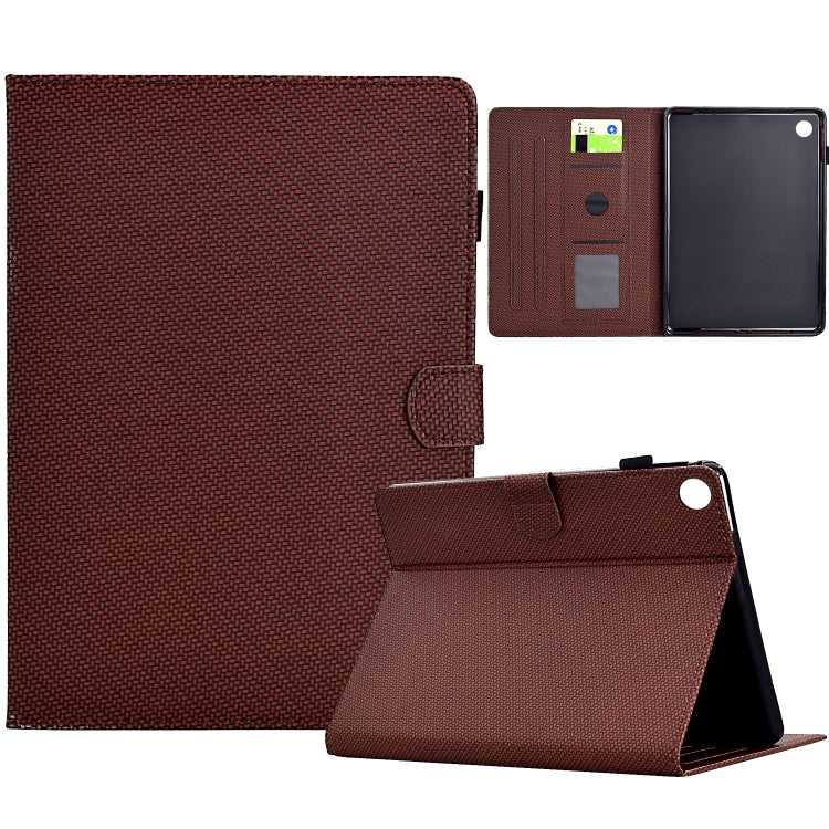 For Samsung Galaxy Tab A11 / A9 Solid Color Fiber Texture Smart Tablet Leather Case(Brown) by bashfashion