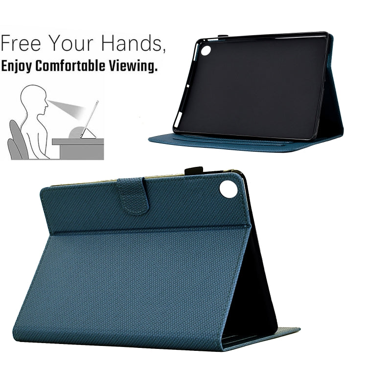 For Samsung Galaxy Tab A11 / A9 Solid Color Fiber Texture Smart Tablet Leather Case(Royal Blue) by bashfashion