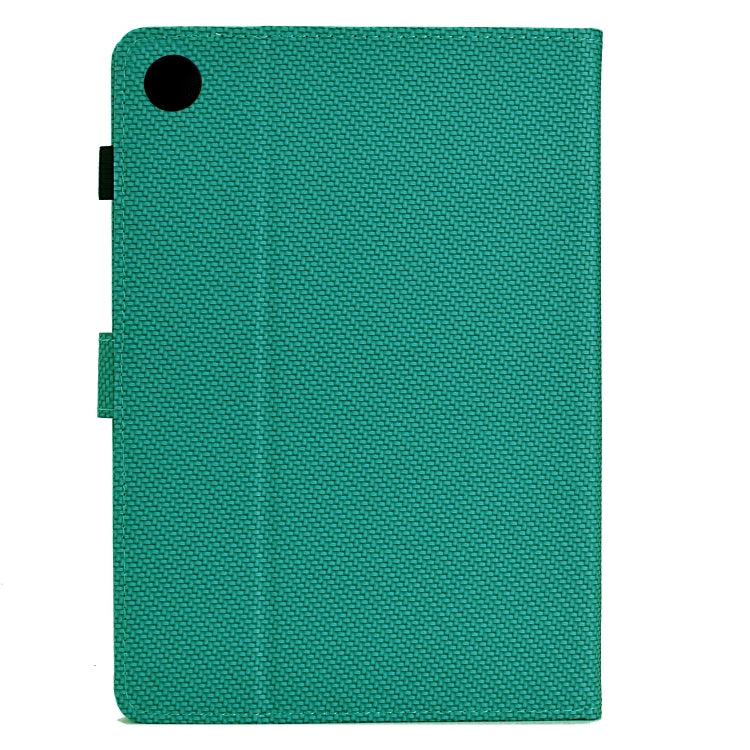 For Samsung Galaxy Tab A11 / A9 Solid Color Fiber Texture Smart Tablet Leather Case(Lake Green) by bashfashion