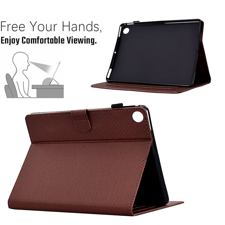 For Samsung Galaxy Tab A11+ / A9+ Solid Color Fiber Texture Smart Tablet Leather Case(Brown) by bashfashion