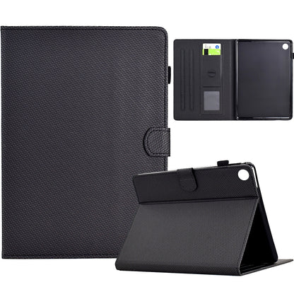 For Samsung Galaxy Tab A11+ / A9+ Solid Color Fiber Texture Smart Tablet Leather Case(Black) by bashfashion
