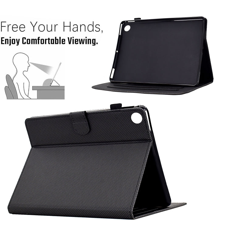 For Samsung Galaxy Tab A11+ / A9+ Solid Color Fiber Texture Smart Tablet Leather Case(Black) by bashfashion