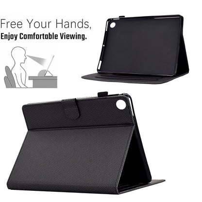 For Samsung Galaxy Tab A11+ / A9+ Solid Color Fiber Texture Smart Tablet Leather Case(Black) by bashfashion