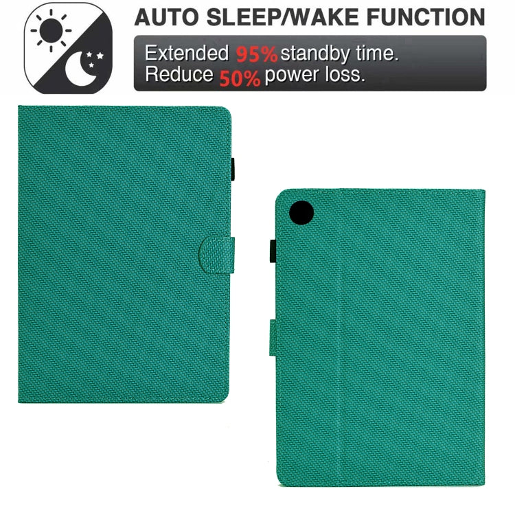 For Samsung Galaxy Tab A11+ / A9+ Solid Color Fiber Texture Smart Tablet Leather Case(Lake Green) by bashfashion