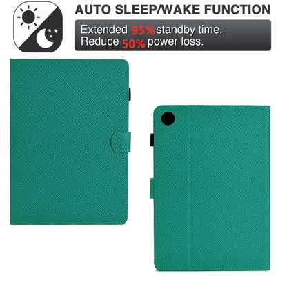For Samsung Galaxy Tab A11+ / A9+ Solid Color Fiber Texture Smart Tablet Leather Case(Lake Green) by bashfashion