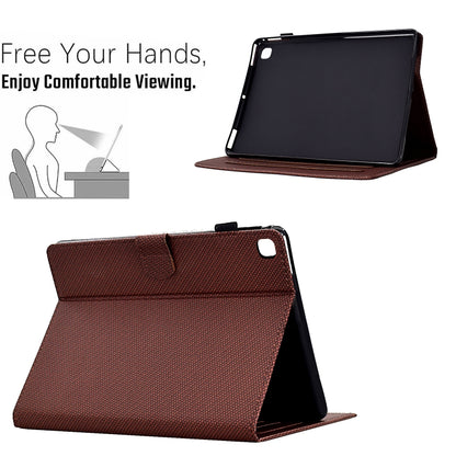 For Samsung Galaxy Tab S6 Lite Solid Color Fiber Texture Smart Tablet Leather Case(Brown) by bashfashion