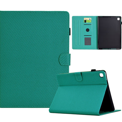 For Samsung Galaxy Tab S6 Lite Solid Color Fiber Texture Smart Tablet Leather Case(Lake Green) by bashfashion