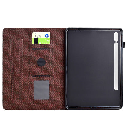 For Samsung Galaxy Tab S7 / S8 Solid Color Fiber Texture Smart Tablet Leather Case(Brown) by bashfashion