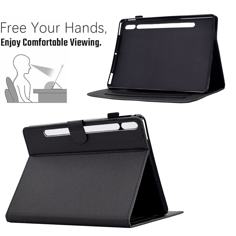 For Samsung Galaxy Tab S7 / S8 Solid Color Fiber Texture Smart Tablet Leather Case(Black) by bashfashion